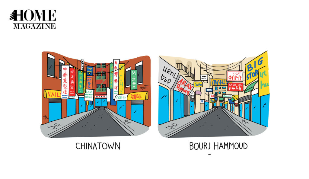 Two Colored Drawings of cities